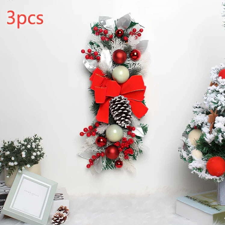 Red upside down glowing Christmas tree plastic door curtain pendant, 100-150cm height, lightweight hanger for holiday decor