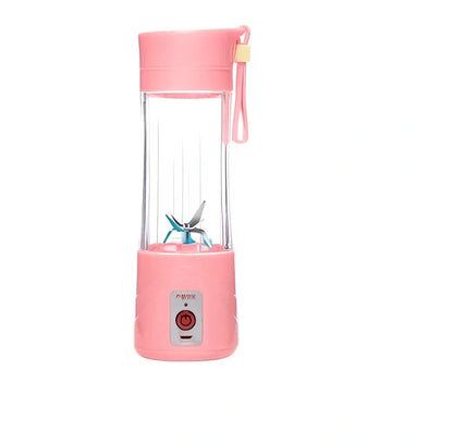 Portable USB rechargeable blender in blue with stainless steel blades, measuring 20 cm tall, for making smoothies.