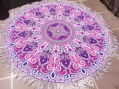 150x80cm polyester beach towel with Bohemian pattern in gradient purple colour option