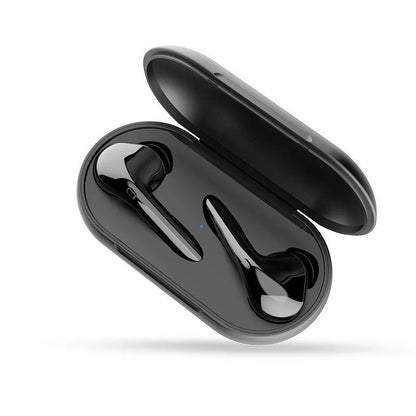 Black wireless neck-mounted sports headphones with magnetic earpieces and charging case