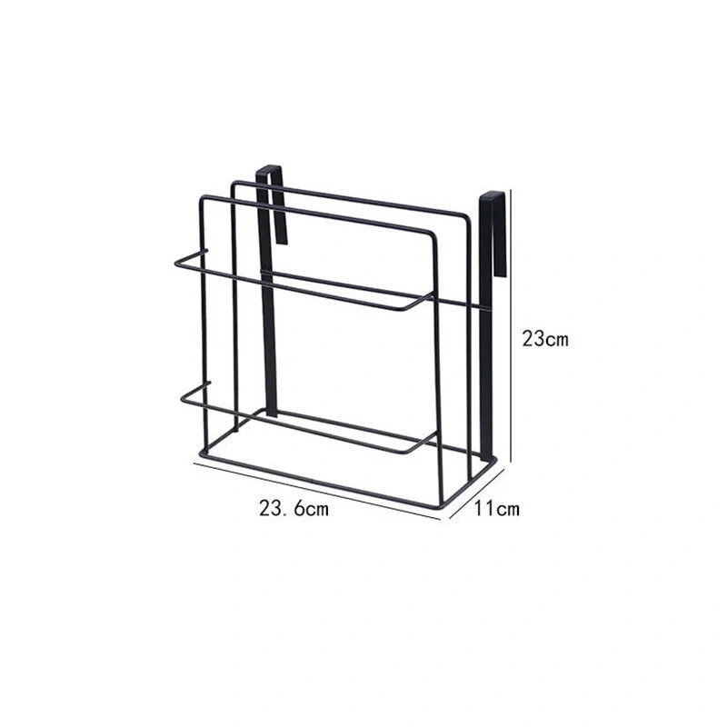 Double layer iron kitchen towel rack with chopping board storage