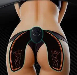 EMS hip muscle training stimulator with host unit and buttock patch for abdominal toning and buttock lifting