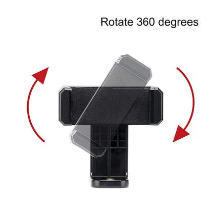 Black plastic single phone holder bracket showing rotating clamp and word folder style options