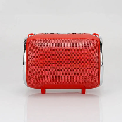 Portable metal sound card reader with subwoofer in black, blue, golden, red, or silver colour options.