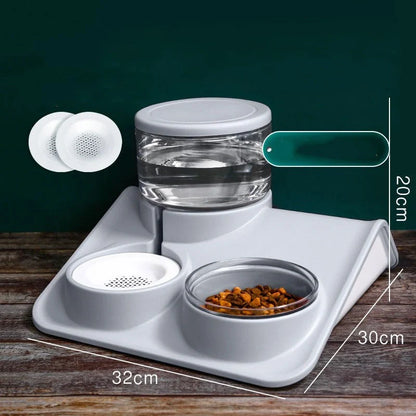 Automatic Feeder Water Fountain for pets with 1.8L capacity and non-plug-in design