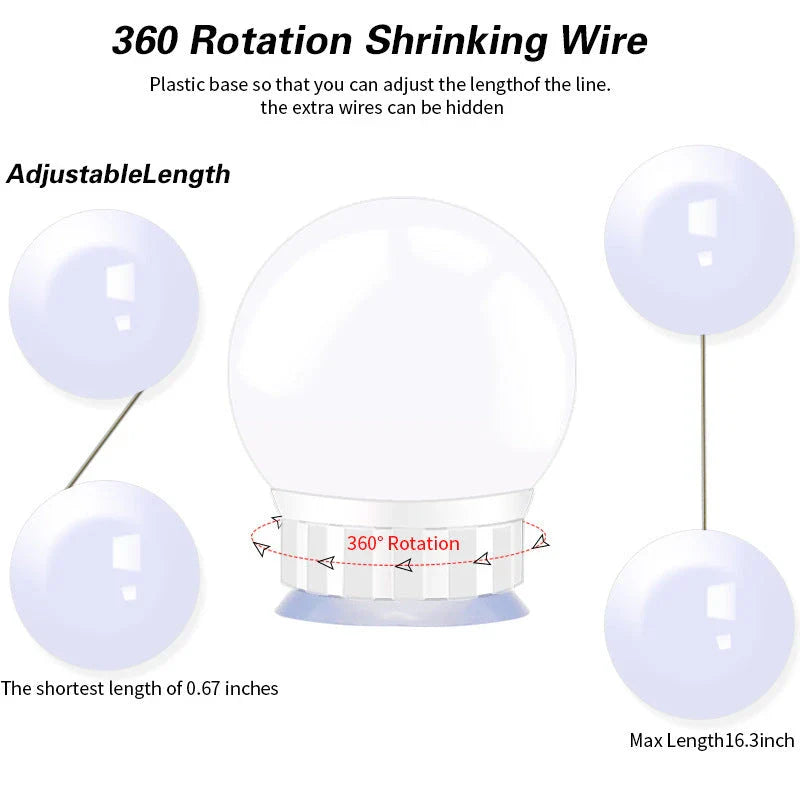 Adjustable Dimmable LED Mirror Light Bulb with Touch Control, Rotating Line, and Customisable Positioning