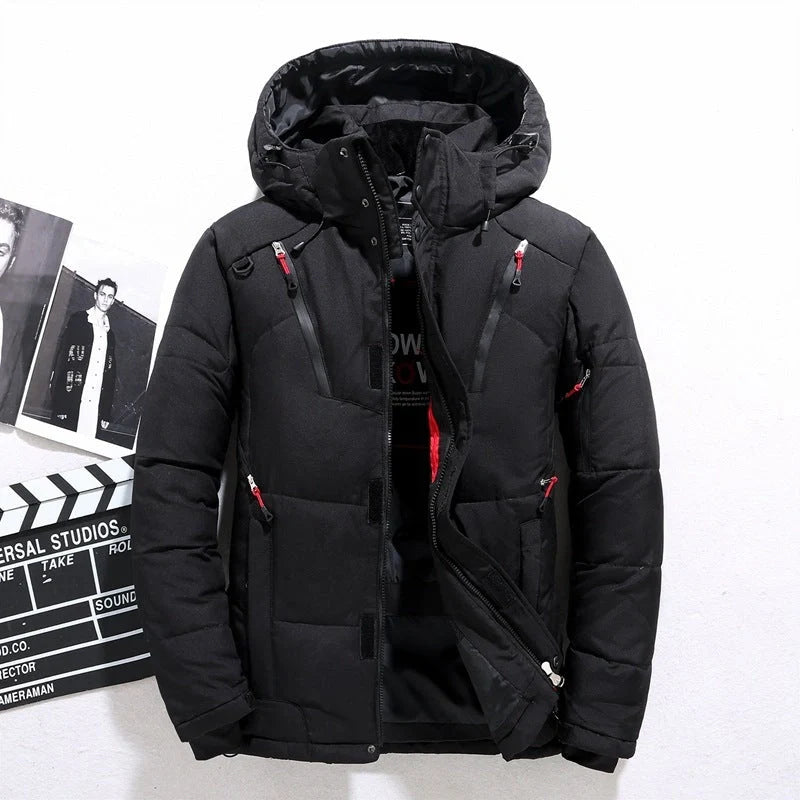 Men's windproof hooded jacket for outdoor sports, available in multiple colours