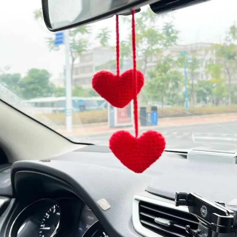 Green and white fishing style car plant decoration with 8cm base and 25cm hanging rope