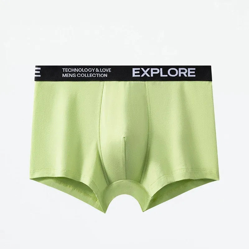 Men's mid waist cotton underwear in gray and black colour, shown flat.