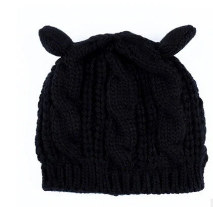 Cosy Cat Ear Knit Beanie in various colours for winter warmth and style