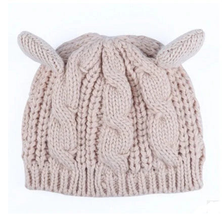 Cosy Cat Ear Knit Beanie in various colours for winter warmth and style