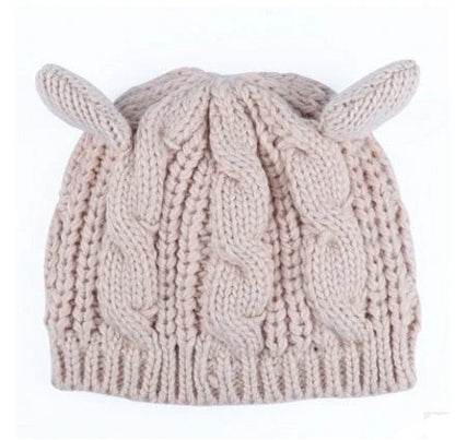 Cosy Cat Ear Knit Beanie in various colours for winter warmth and style