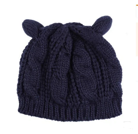 Cosy Cat Ear Knit Beanie in various colours for winter warmth and style