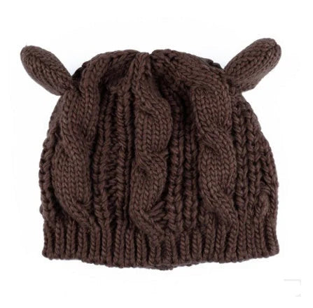 Cosy Cat Ear Knit Beanie in various colours for winter warmth and style