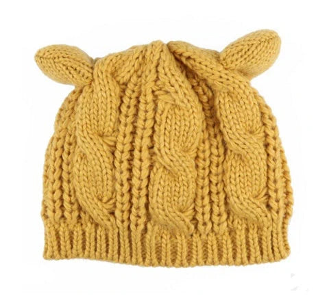 Cosy Cat Ear Knit Beanie in various colours for winter warmth and style