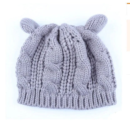 Cosy Cat Ear Knit Beanie in various colours for winter warmth and style