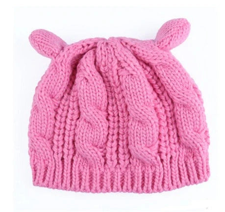 Cosy Cat Ear Knit Beanie in various colours for winter warmth and style