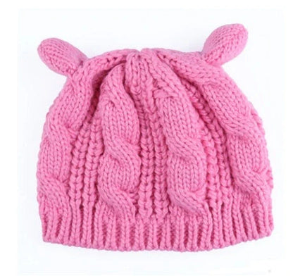 Cosy Cat Ear Knit Beanie in various colours for winter warmth and style