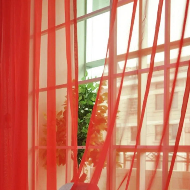 Modern transparent tulle curtains in solid colours with rod pocket hanging system