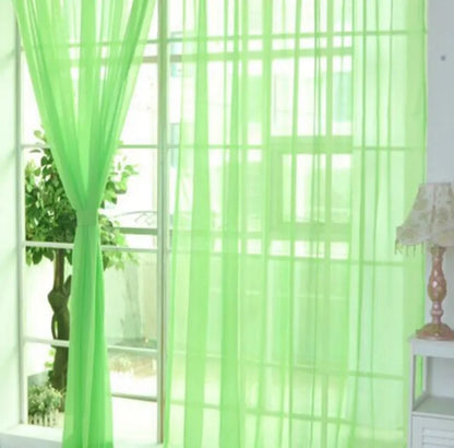 Modern transparent tulle curtains in solid colours with rod pocket hanging system