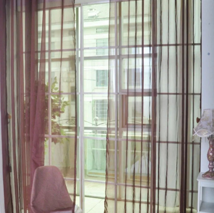 Modern transparent tulle curtains in solid colours with rod pocket hanging system