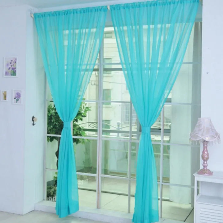 Modern transparent tulle curtains in solid colours with rod pocket hanging system