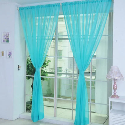 Modern transparent tulle curtains in solid colours with rod pocket hanging system