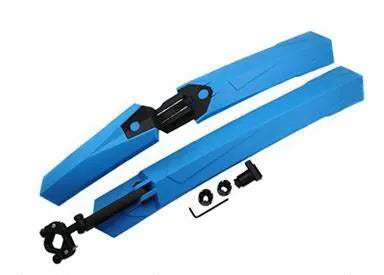 Set of black plastic quick-release bicycle mudguards for front and rear wheels