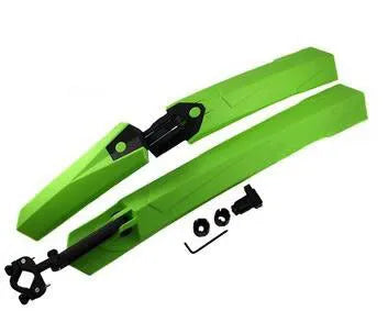 Set of black plastic quick-release bicycle mudguards for front and rear wheels