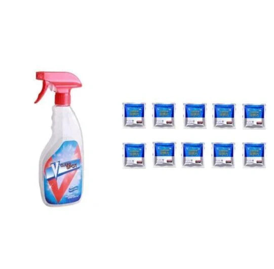 Effervescent spray cleaner bottle for automotive and glass cleaning with insect-proof formula