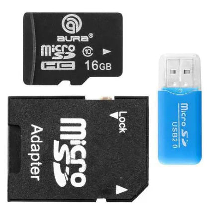 White Mini USB-A card reader with integrated SD adapter for microSD cards