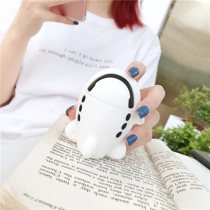 Cartoon aeroplane silicone flip case for AirPods with carabiner clip hook attached