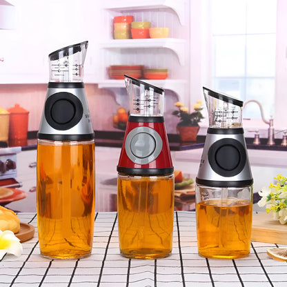 500ml clear glass oil bottle with 28.5cm height and square base for kitchen condiment storage