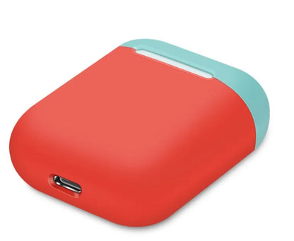 Soft silicone protective case for Apple AirPods charging box in various solid colours.