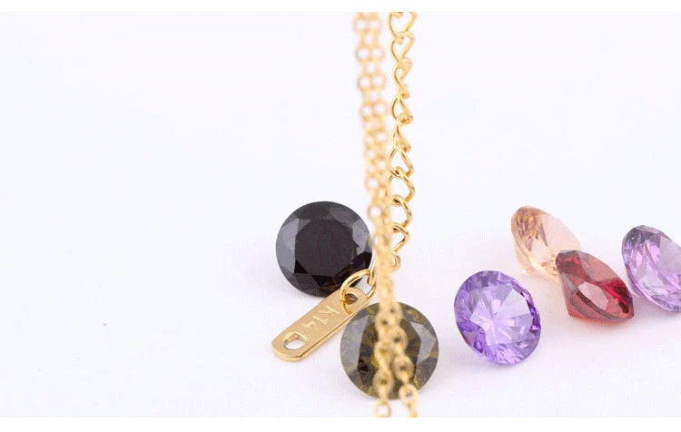 Diamond titanium steel necklace with 8 interchangeable colour options for versatile styling