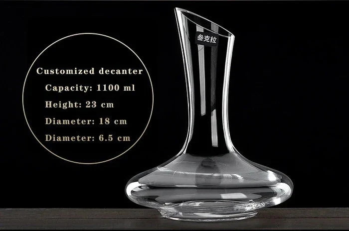 Premium crystal wine decanter with built-in pourer for effortless wine service and enhanced flavor profile