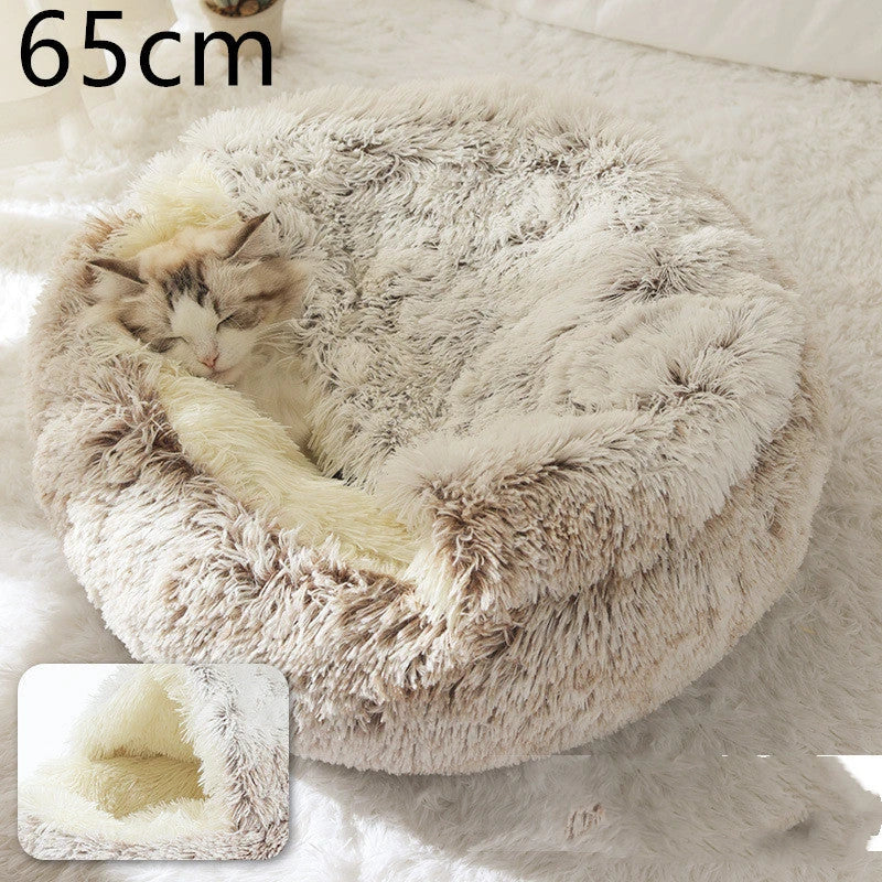 Cozy All-in-One Pet Bed in various colors and sizes, providing a plush and comfortable retreat for cats and dogs