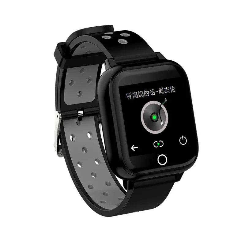 Black smart watch with a 1.4-inch screen and Bluetooth earbuds stored in the watch body