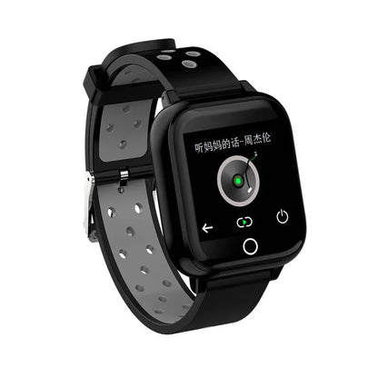 Black smart watch with a 1.4-inch screen and Bluetooth earbuds stored in the watch body