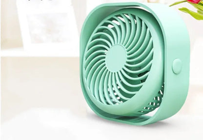 USB charging fan with 360-degree rotation and alarm clock display in modern design