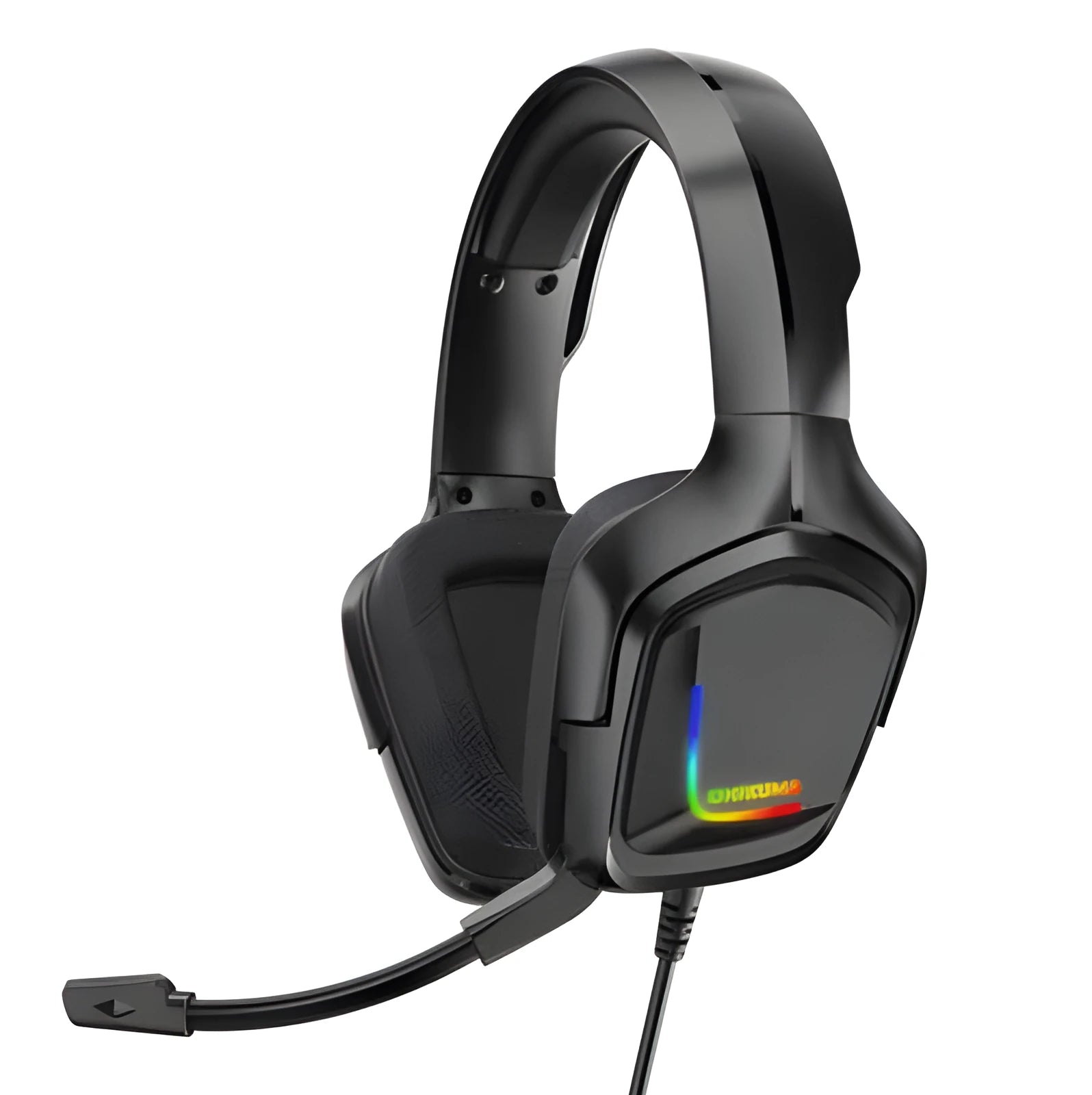 RGB luminous wired gaming headset with cloth earmuffs and braided cable