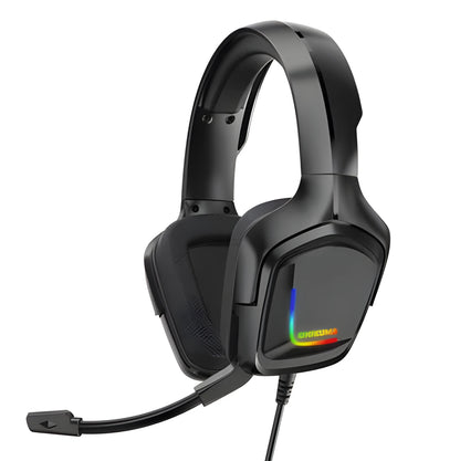 RGB luminous wired gaming headset with cloth earmuffs and braided cable