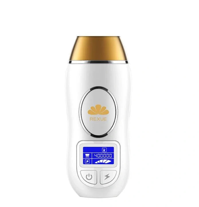 IPL Hair Remover device with safety glasses, razor, and adaptor for permanent hair reduction