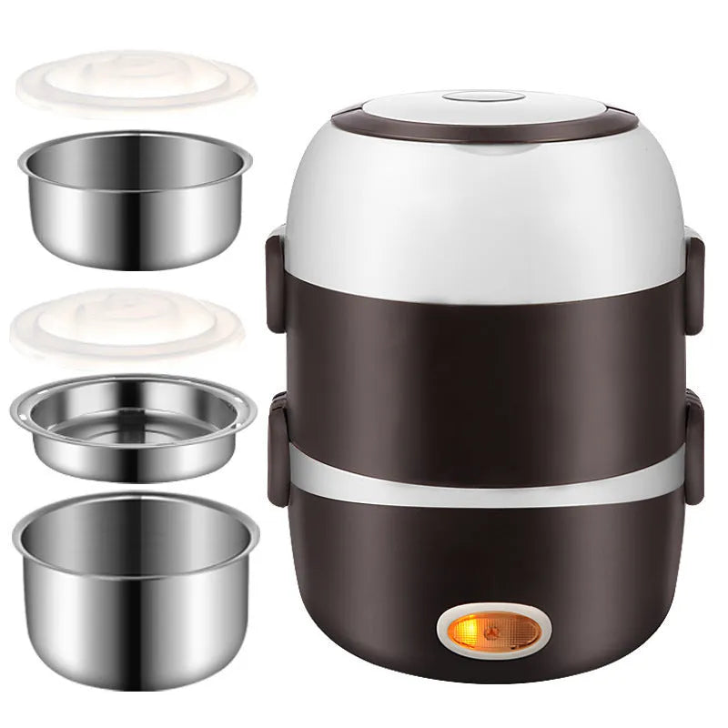Electric heating lunch box with USB connection in two-layer and three-layer capacity options