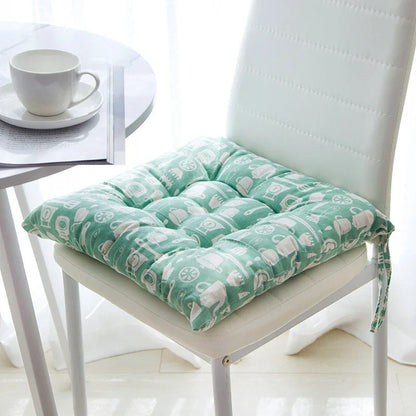 Soft and supportive linen-cotton chair cushion with various color and pattern options