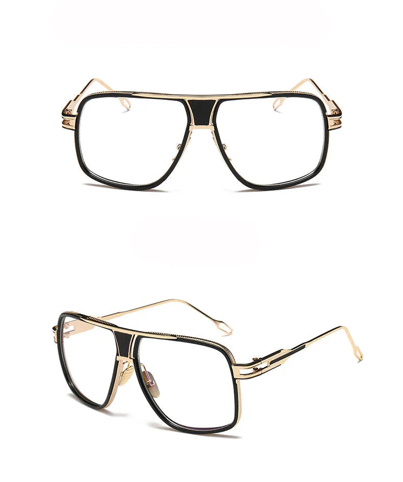 Men's square UV400 sunglasses with 59mm lens width, plastic and metal frame, goggle style