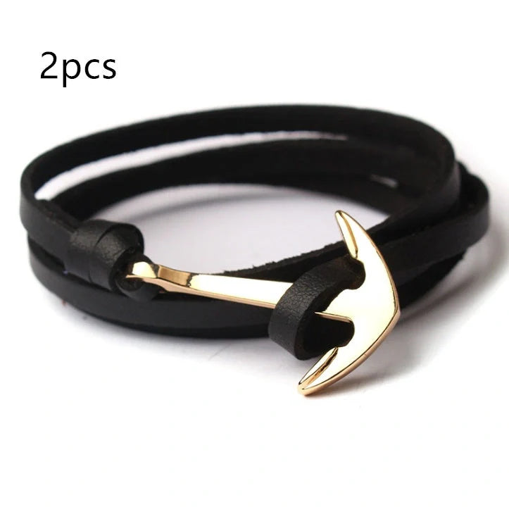 Stylish unisex anchor bracelet with hand strap, perfect for nautical fashion enthusiasts
