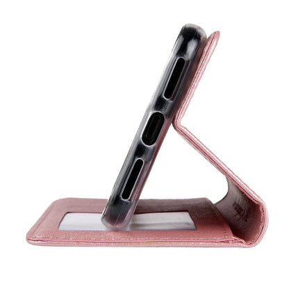 Black PU leather flip phone case for iPhone with open card holder slots