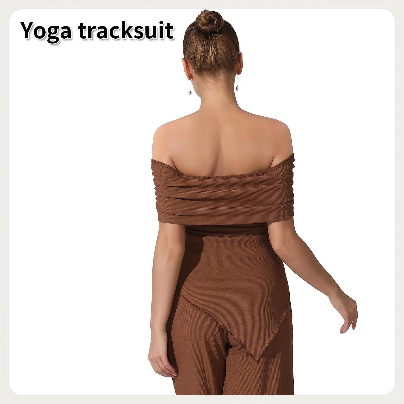 Elegant off-shoulder jumpsuits in various solid colours, including coffee, gray, and light khaki, showcasing a sleek and sophisticated design for the modern British woman.