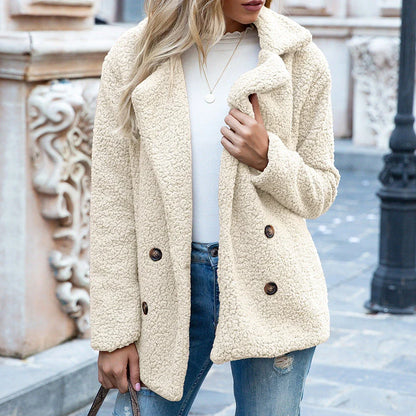 A cozy, plush winter jacket for women in a variety of stylish colors and sizes